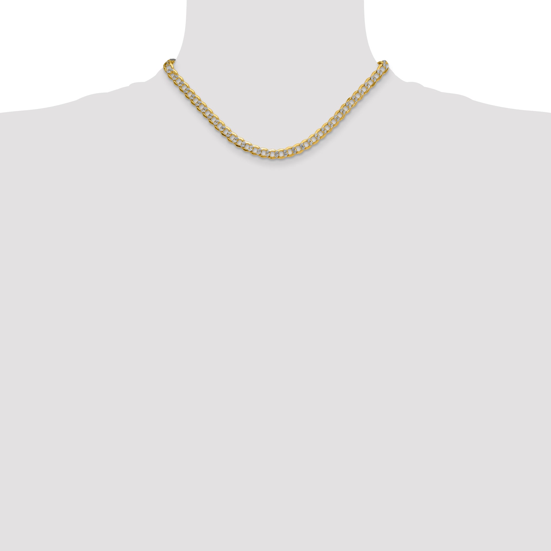 14k 7.1mm Semi-solid with Rhodium PavÃ© Curb Chain