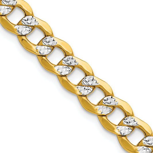 14k 7.1mm Semi-solid with Rhodium PavÃ© Curb Chain