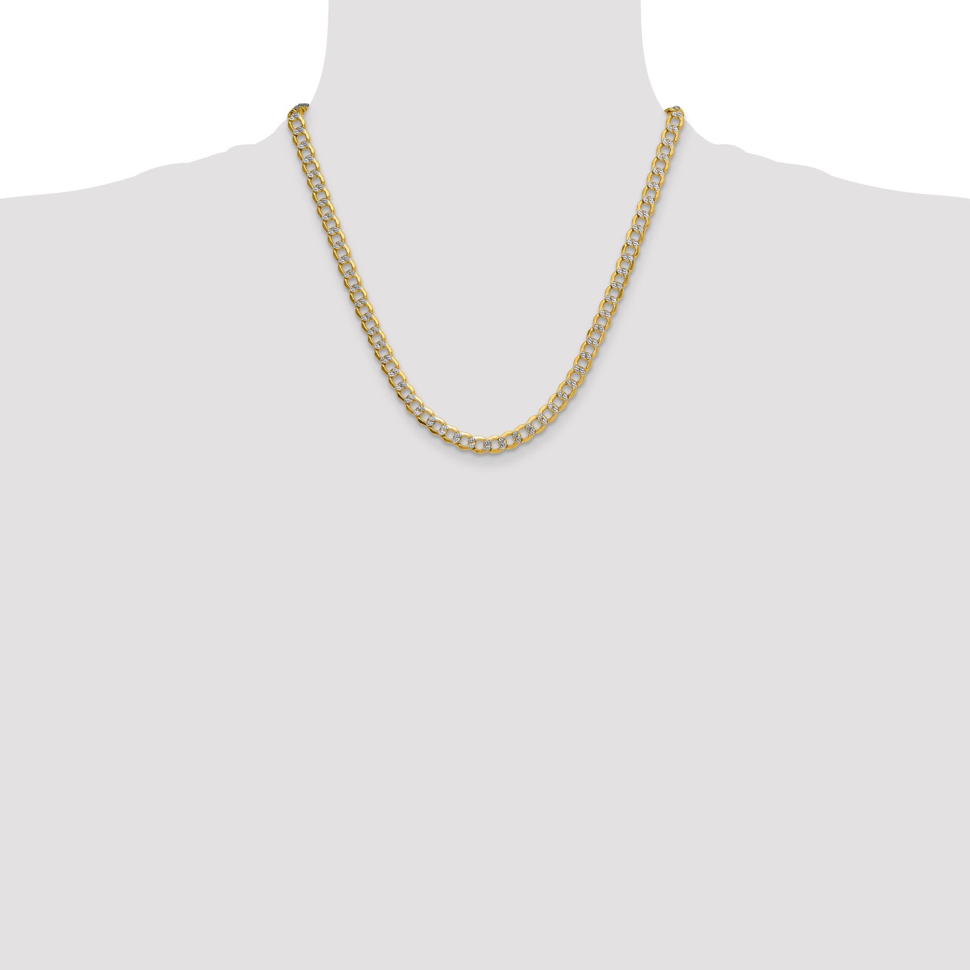 14k 7.1mm Semi-solid with Rhodium PavÃ© Curb Chain