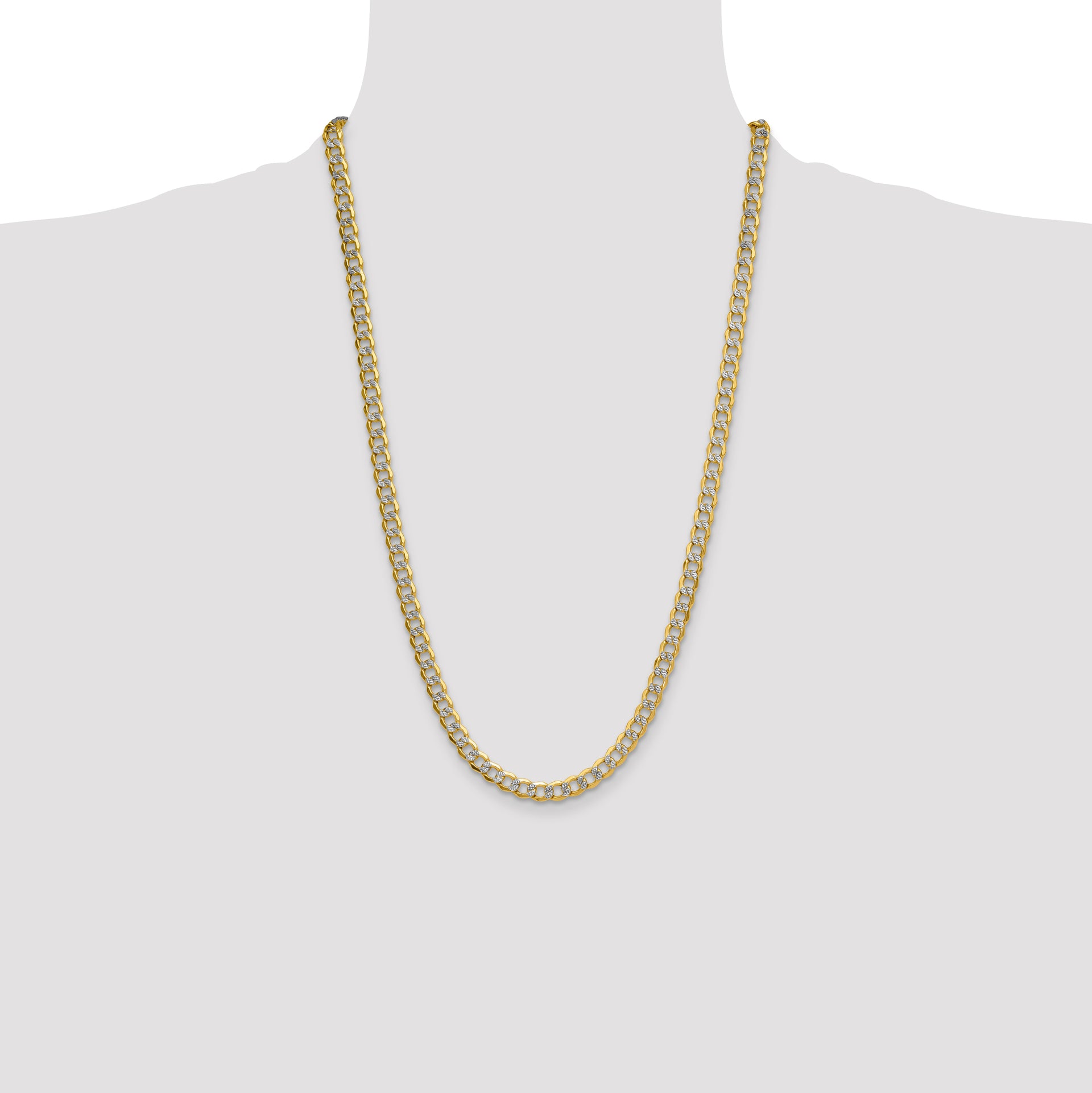 14k 7.1mm Semi-solid with Rhodium PavÃ© Curb Chain