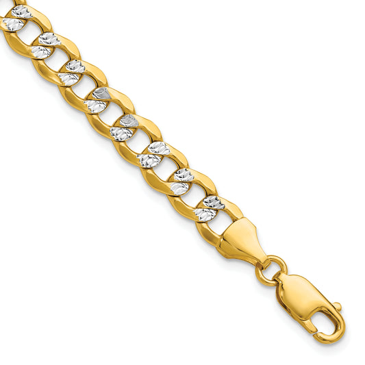 14k 7.1mm Semi-solid with Rhodium PavÃ© Curb Chain
