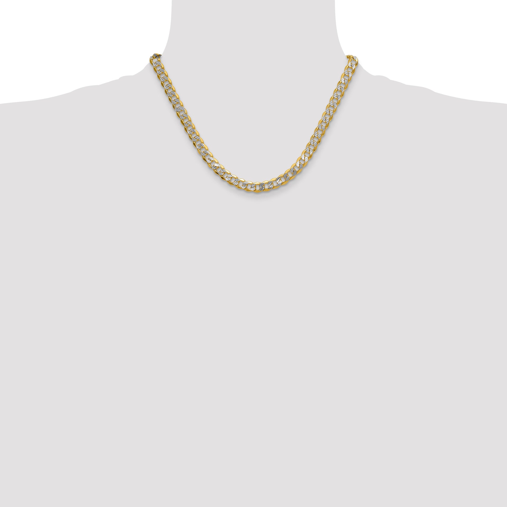 14k 7.75mm Semi-solid with Rhodium PavÃ© Curb Chain