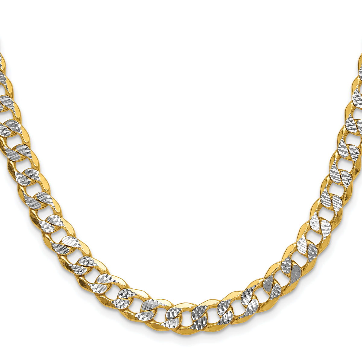 14k 7.75mm Semi-solid with Rhodium PavÃ© Curb Chain