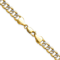 14k 7.75mm Semi-solid with Rhodium PavÃ© Curb Chain