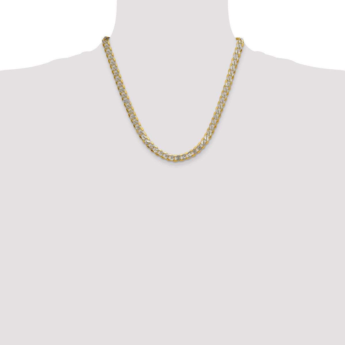 14k 7.75mm Semi-solid with Rhodium PavÃ© Curb Chain