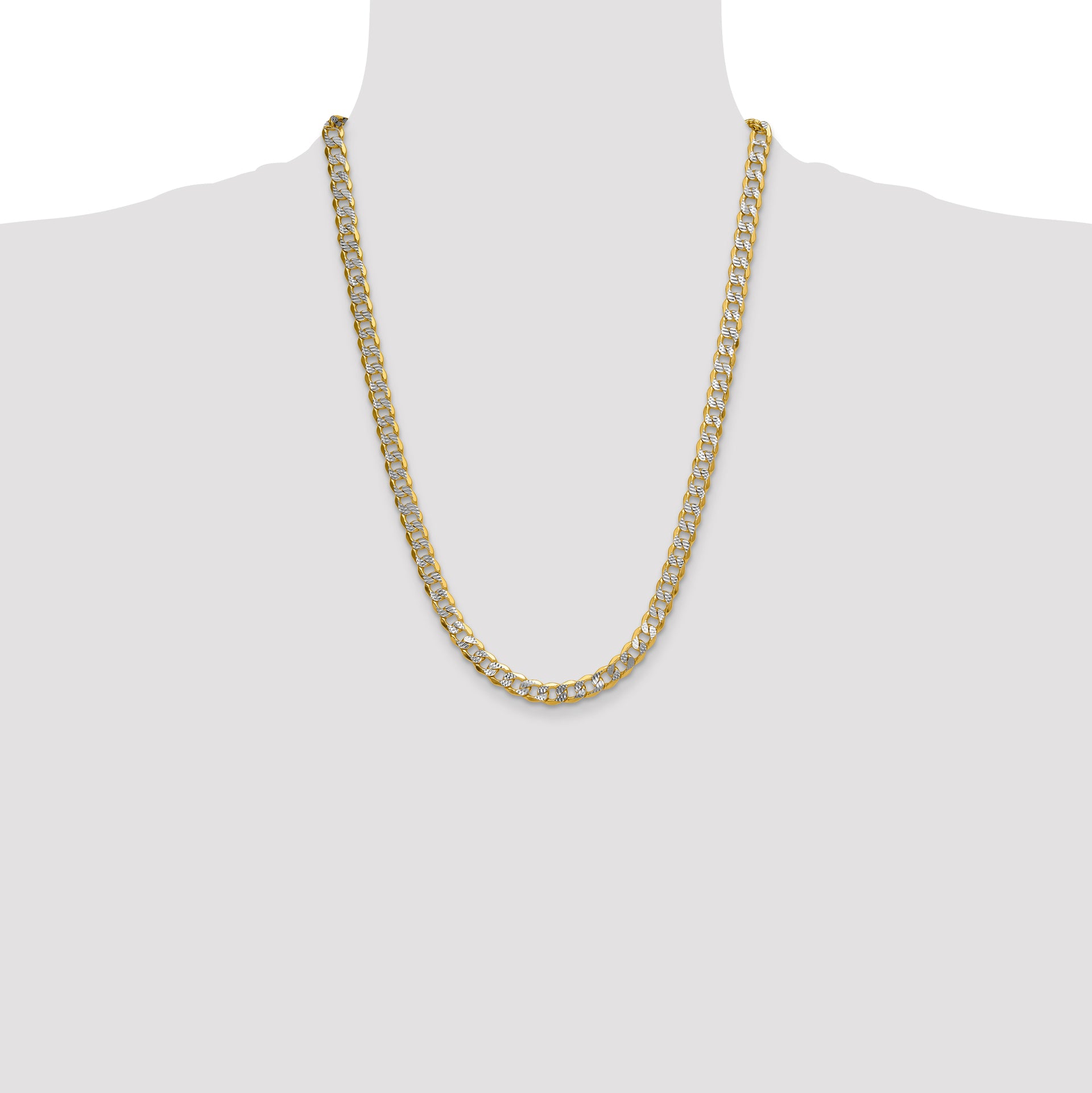 14k 7.75mm Semi-solid with Rhodium PavÃ© Curb Chain