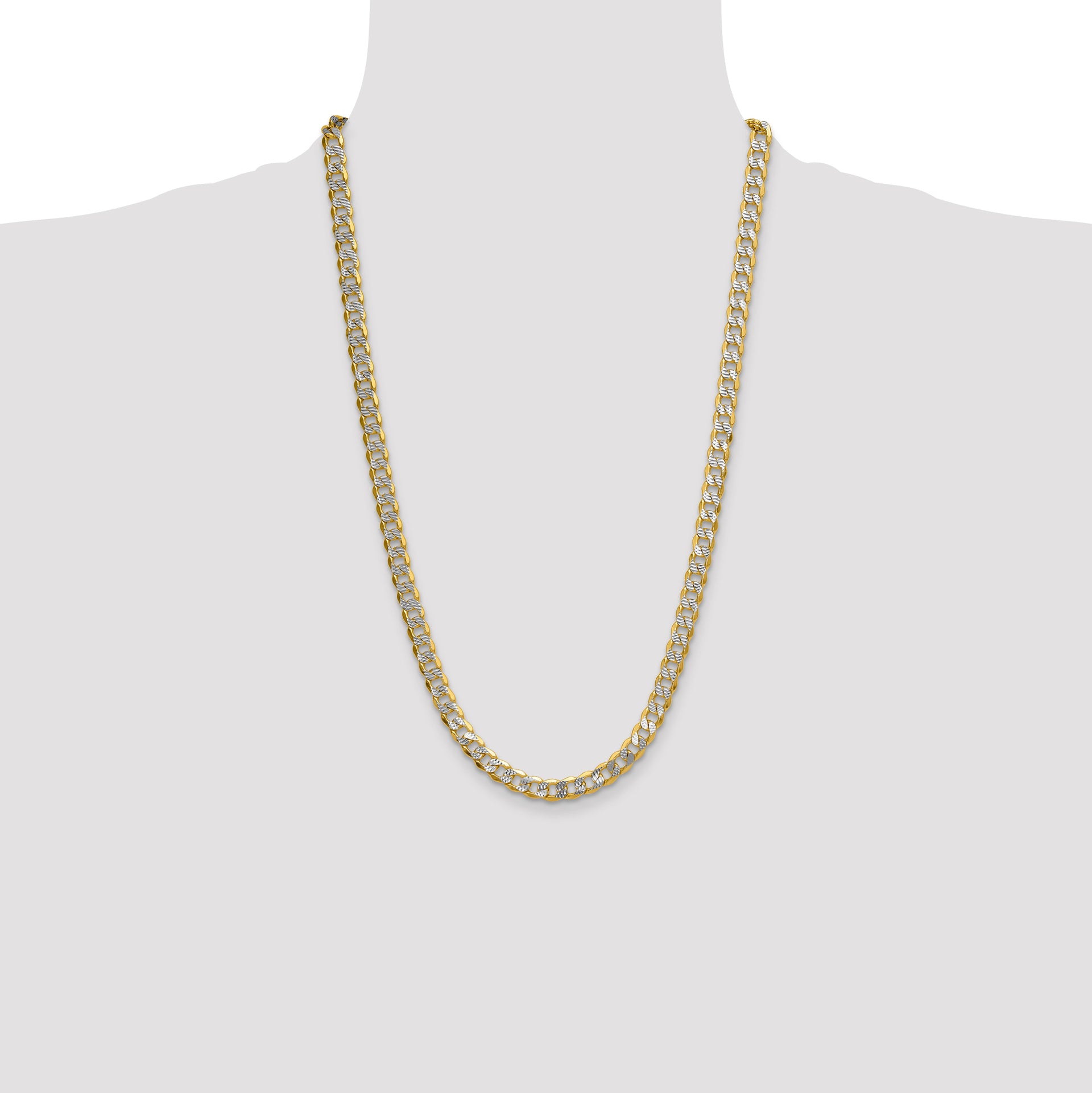 14k 7.75mm Semi-solid with Rhodium PavÃ© Curb Chain