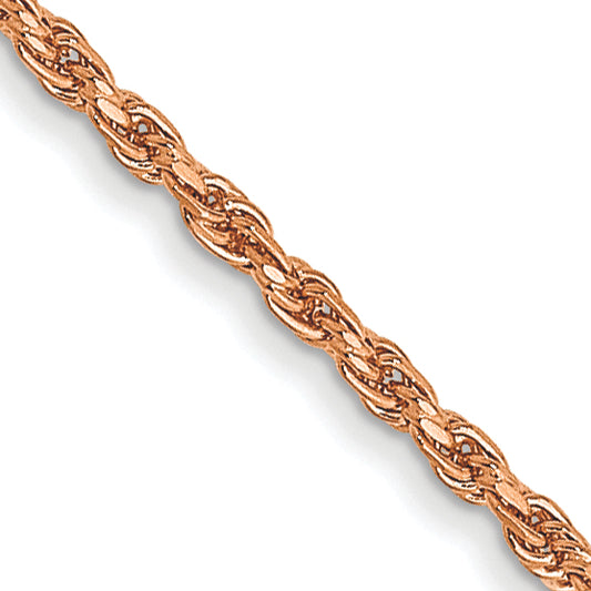 14k Rose Gold 1mm D/C Machine-made Rope Chain