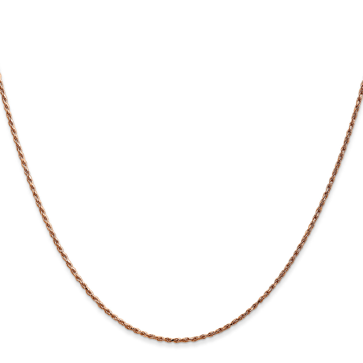 14k Rose Gold 1mm D/C Machine-made Rope Chain