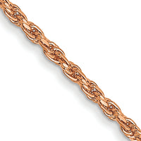 14k Rose Gold 1mm D/C Machine-made Rope Chain