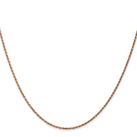14k Rose Gold 1mm D/C Machine-made Rope Chain