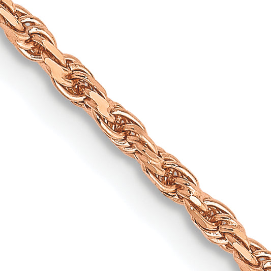 14k Rose Gold 1.8mm D/C Machine-made Rope Chain