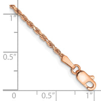 14k Rose Gold 1.8mm D/C Machine-made Rope Chain
