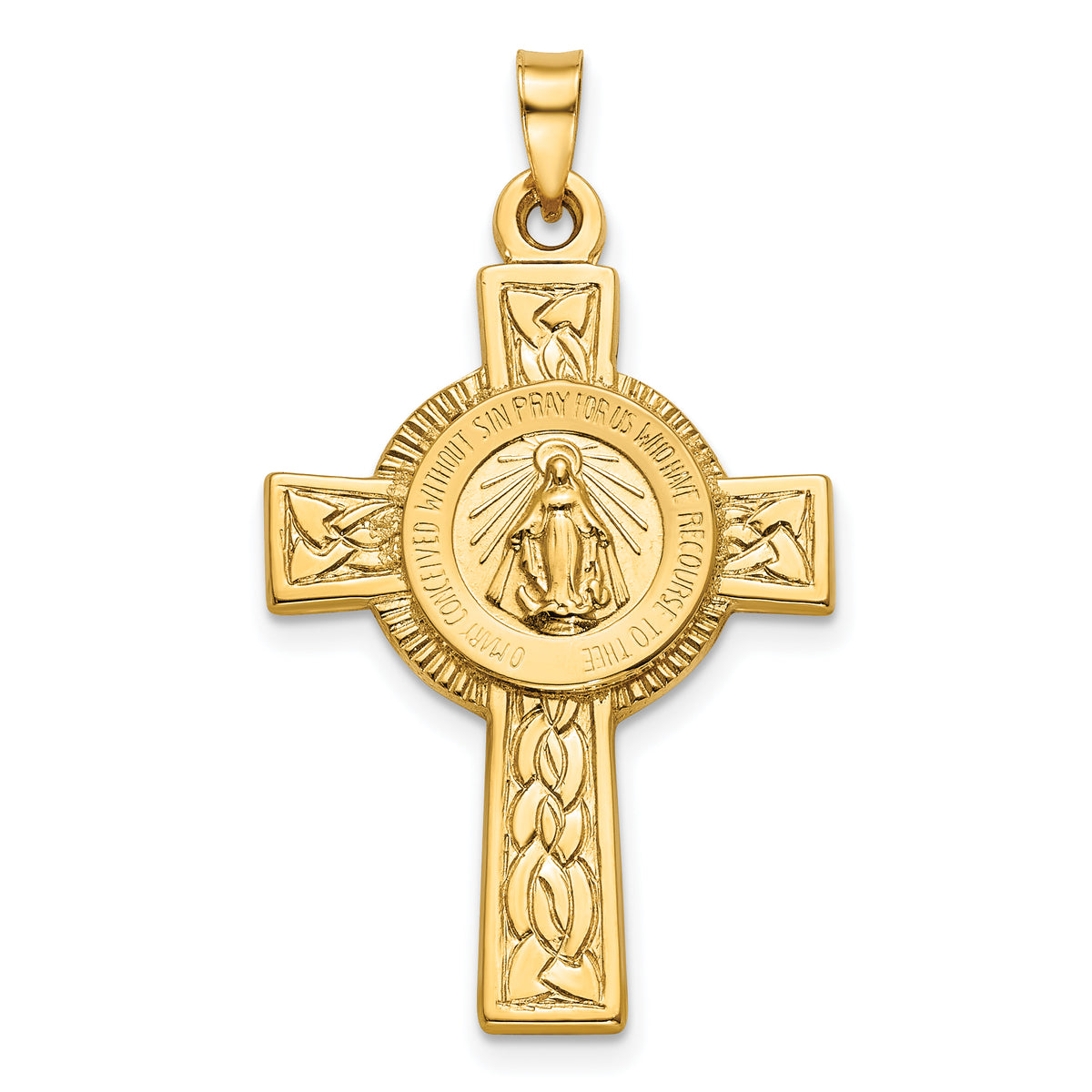 14k Cross with Miraculous Medal Pendant