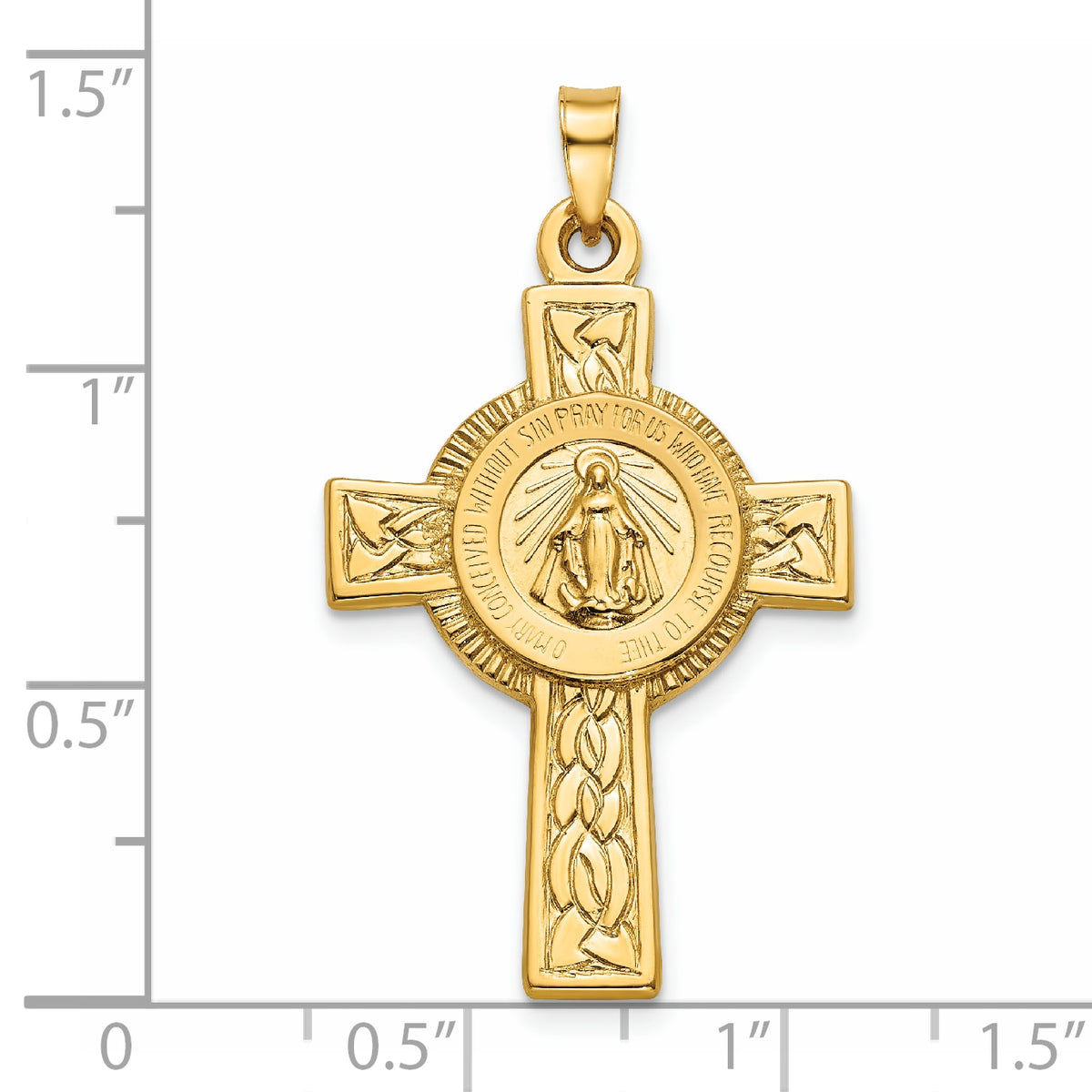 14k Cross with Miraculous Medal Pendant