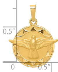 14k Holy Spirit Medal Hollow Round Pendant