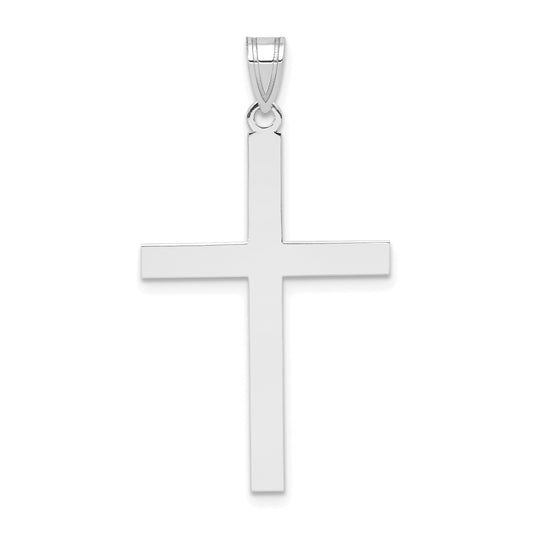 14k White Gold Engravable Cross Charm