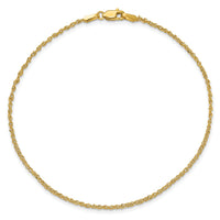 14K 1.7mm Ropa Chain Anklet