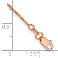 14k Rose Gold .70mm Box Chain Anklet