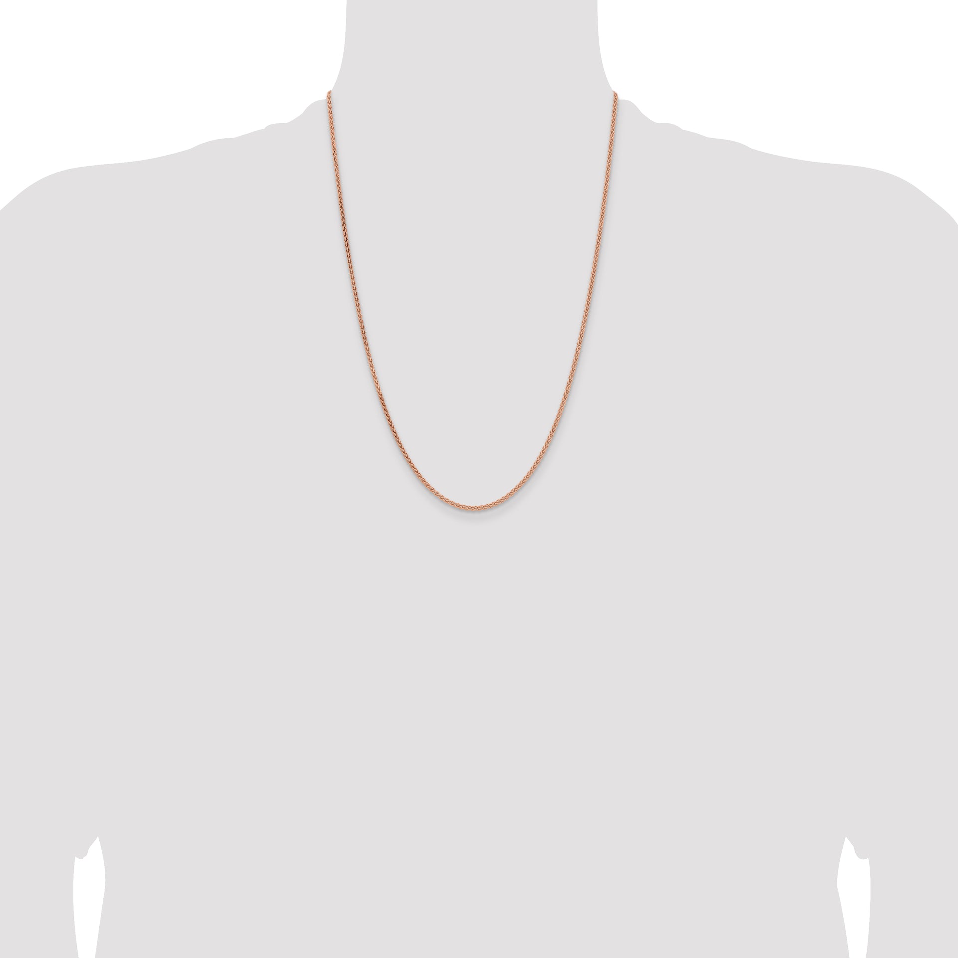 14k Rose Gold 2.1mm Solid Polished Spiga Chain
