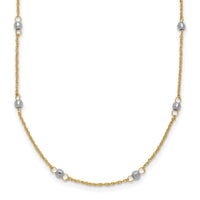 14K Two-tone Ropa Mirror Bead W/2in Ext Necklace