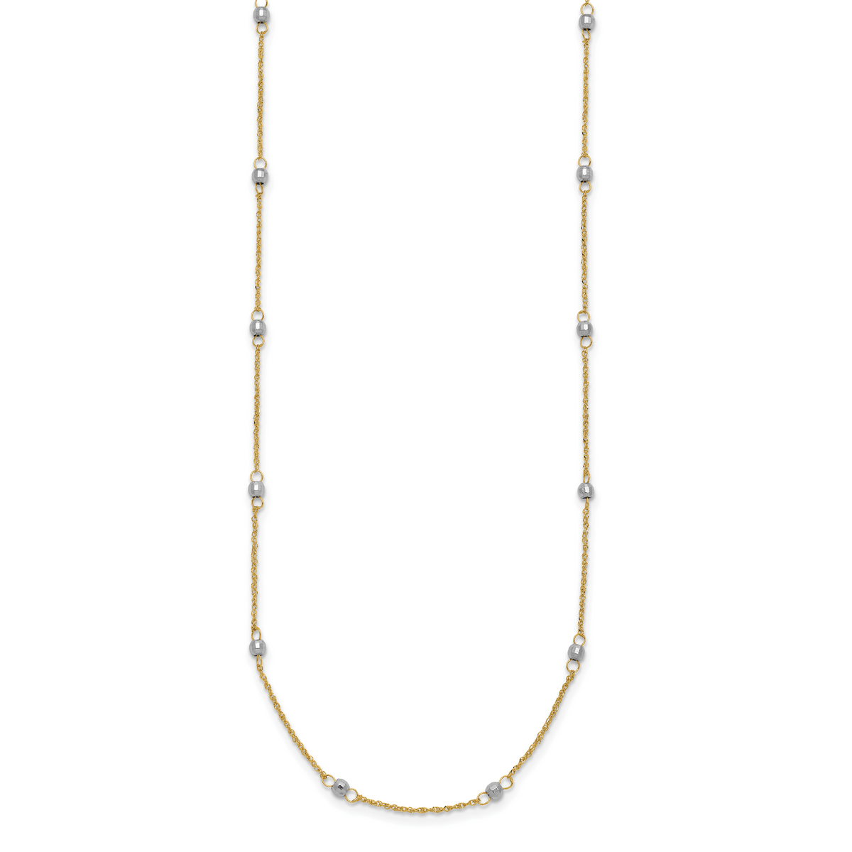 14K Two-tone Ropa Mirror Bead W/2in Ext Necklace