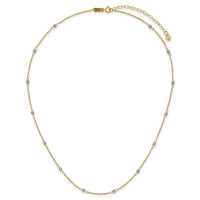 14K Two-tone Ropa Mirror Bead W/2in Ext Necklace
