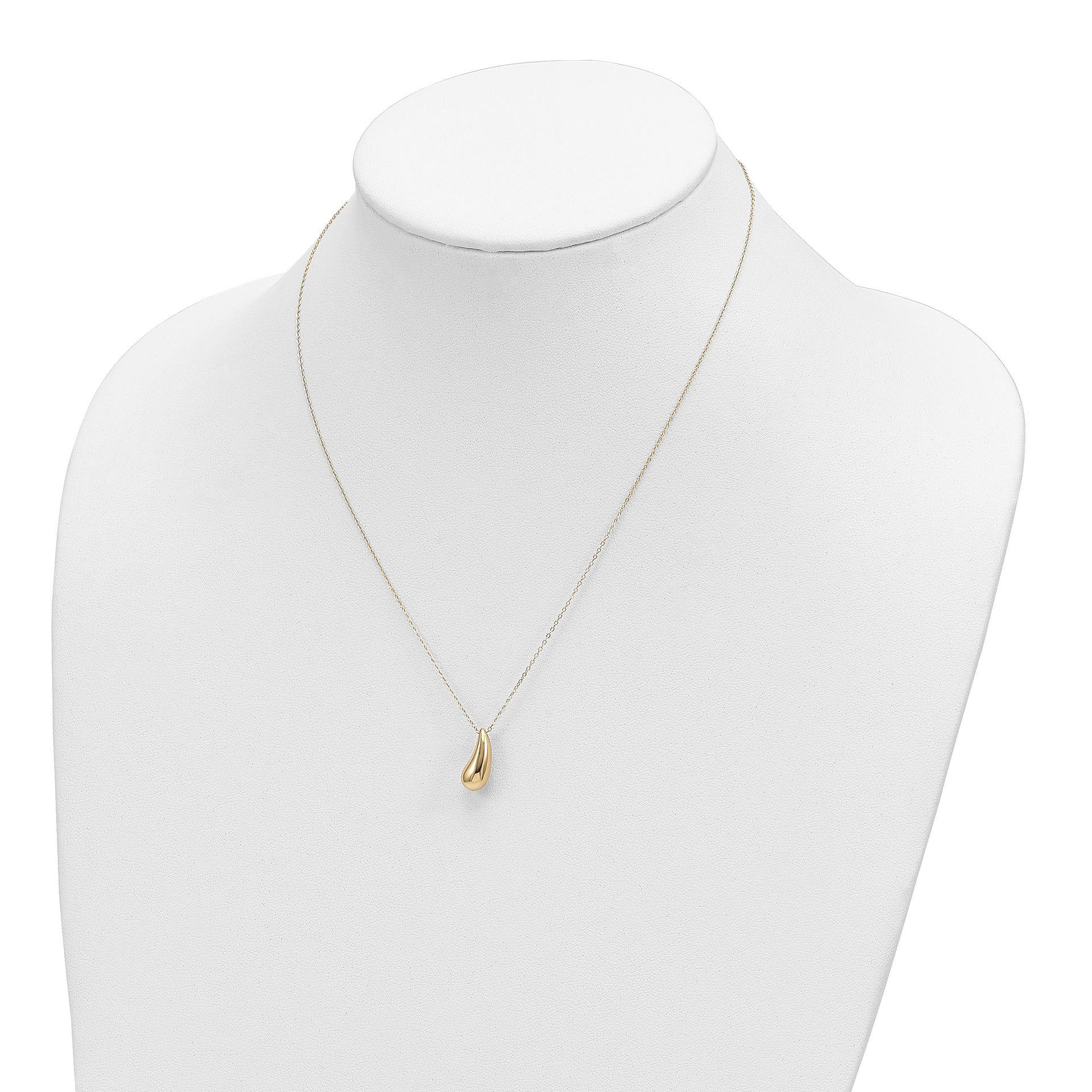 14k Polished Puffed Teardrop 18in Necklace