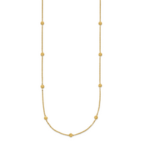 14k Polished Diamond-cut Tiny Puffed Circles 15-Station Necklace