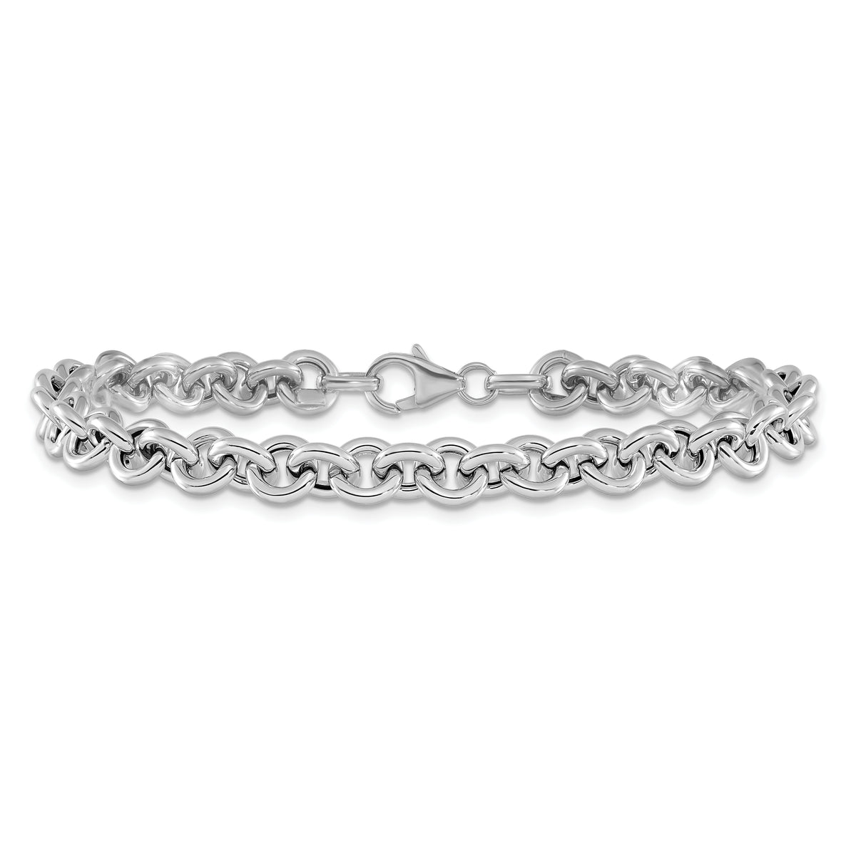 14k White Polished Fancy 6.5mm Rolo Link Bracelet
