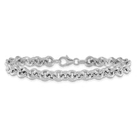 14k White Polished Fancy 6.5mm Rolo Link Bracelet