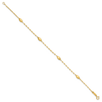 14k Diamond-cut w/Satin Oval Beads Bracelet