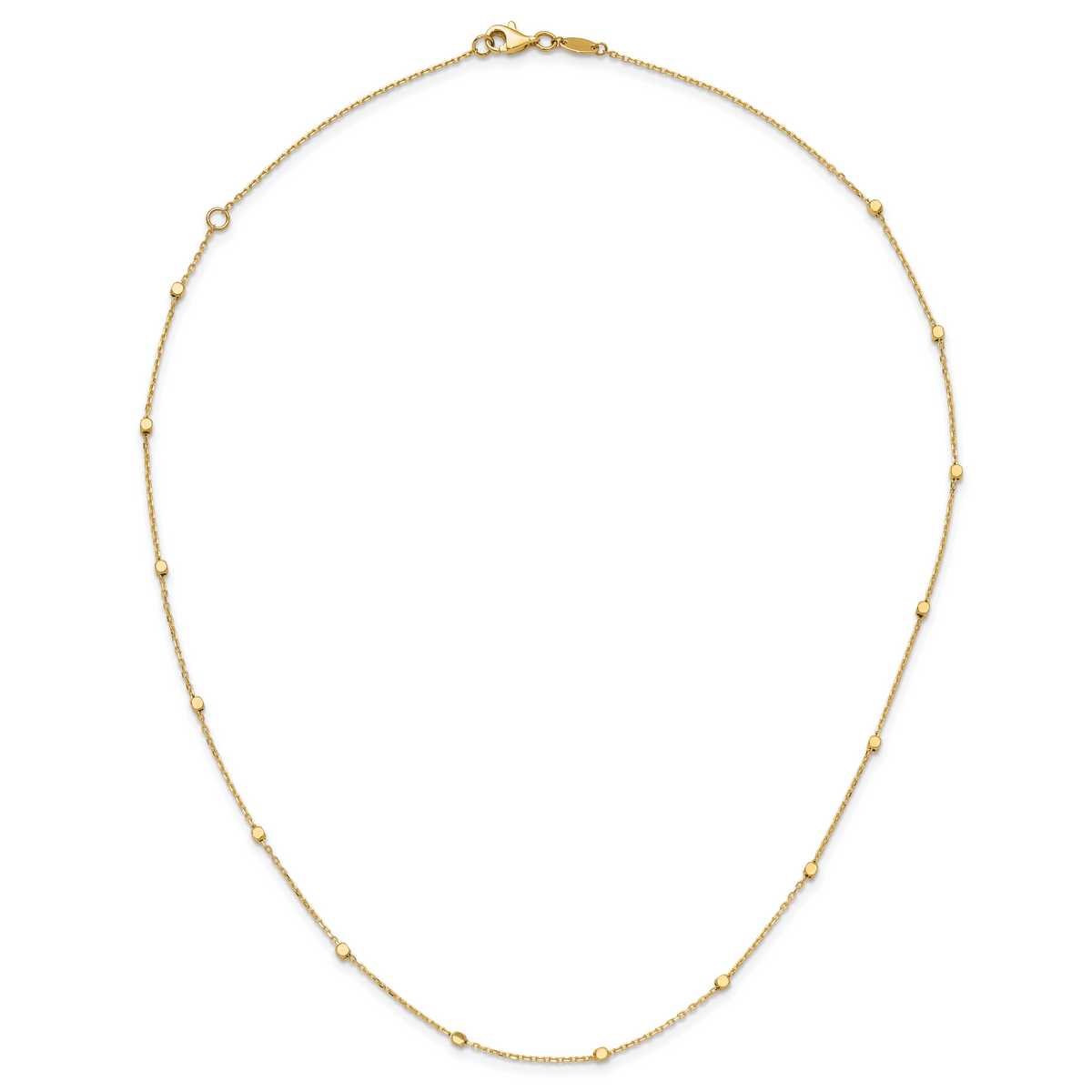 14K Polished Cube Stations w/ 2in ext. Necklace