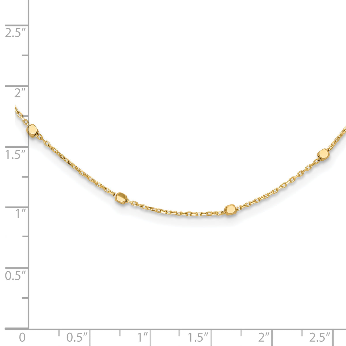14K Polished Cube Stations w/ 2in ext. Necklace
