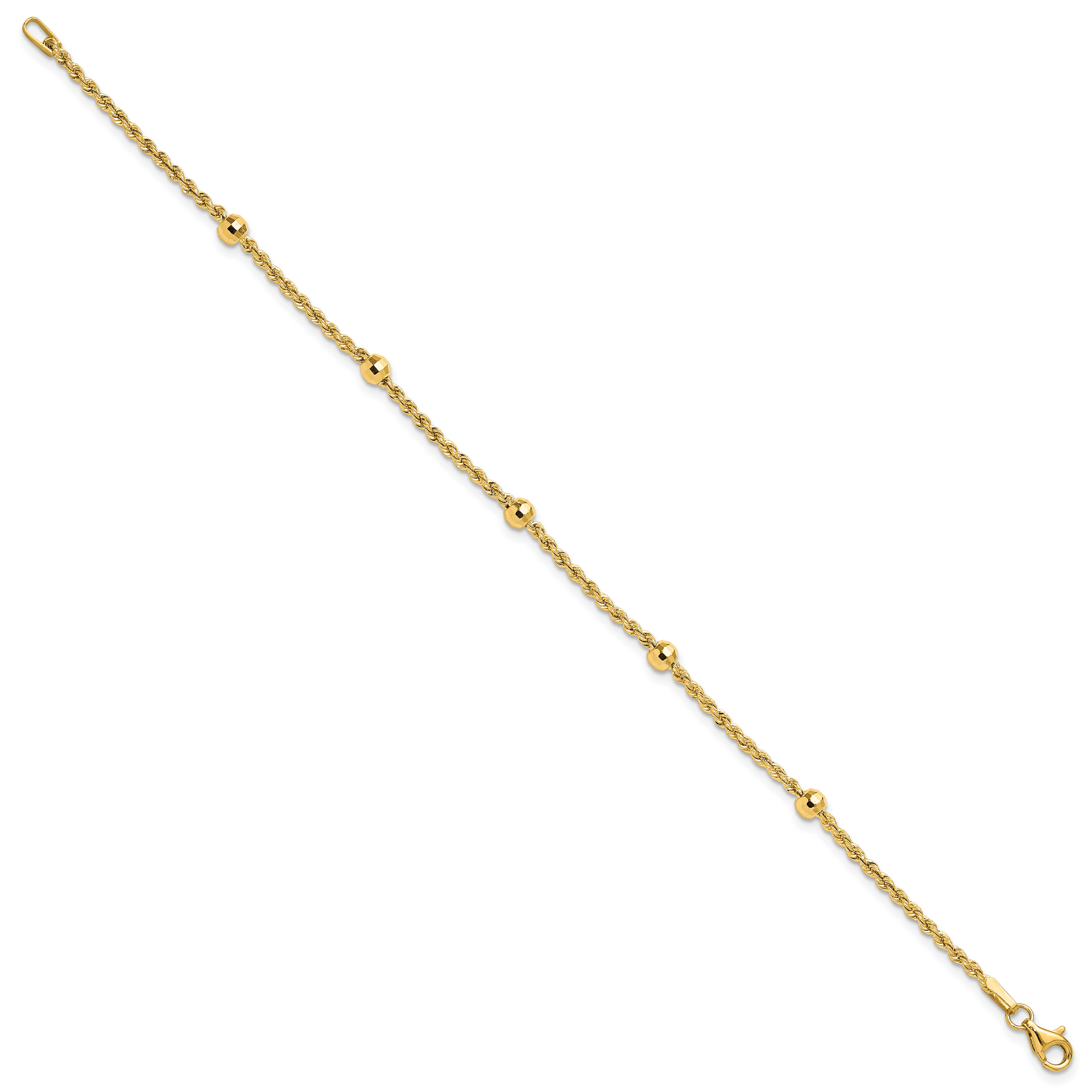 14k D/C Beaded Rope Chain Bracelet