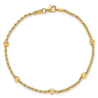 14k D/C Beaded Rope Chain Bracelet