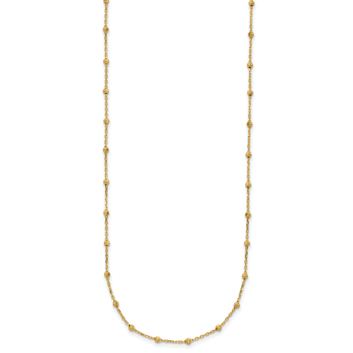 14K Polished and Diamond-cut Beaded Necklace