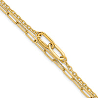 14k Polished Paperclip Double Strand 7.5in Bracelet