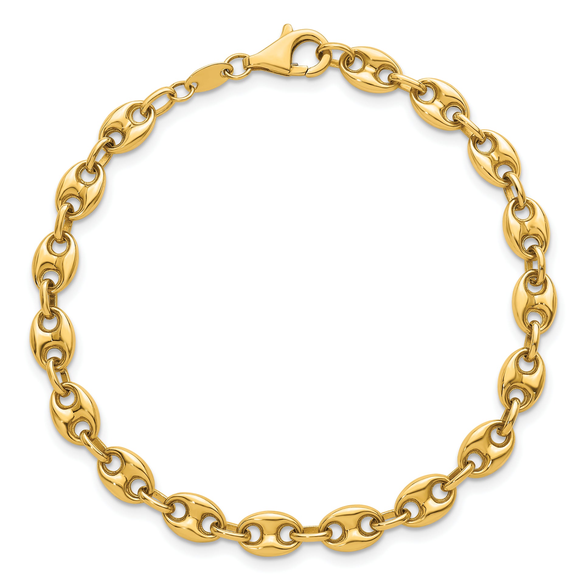 14K Polished Puffed Mariner 7.5 in Bracelet