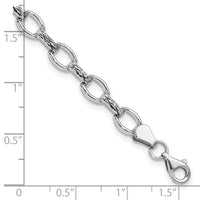 14k White Gold 7in Diamond-cut Polished Fancy Bracelet