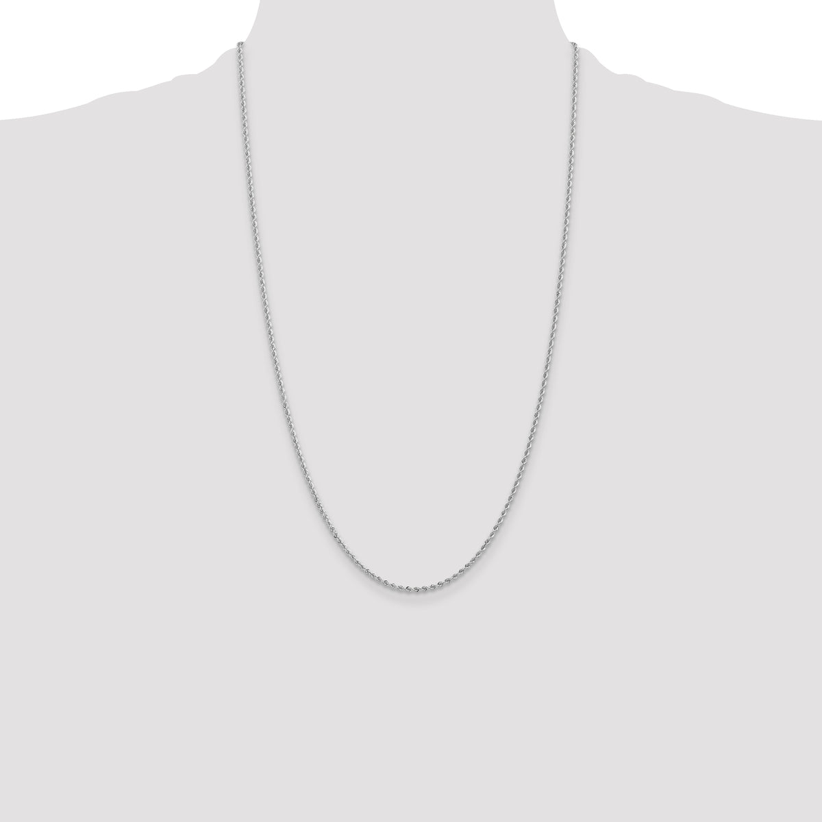 14k White Gold 2.0mm Solid Rope Chain