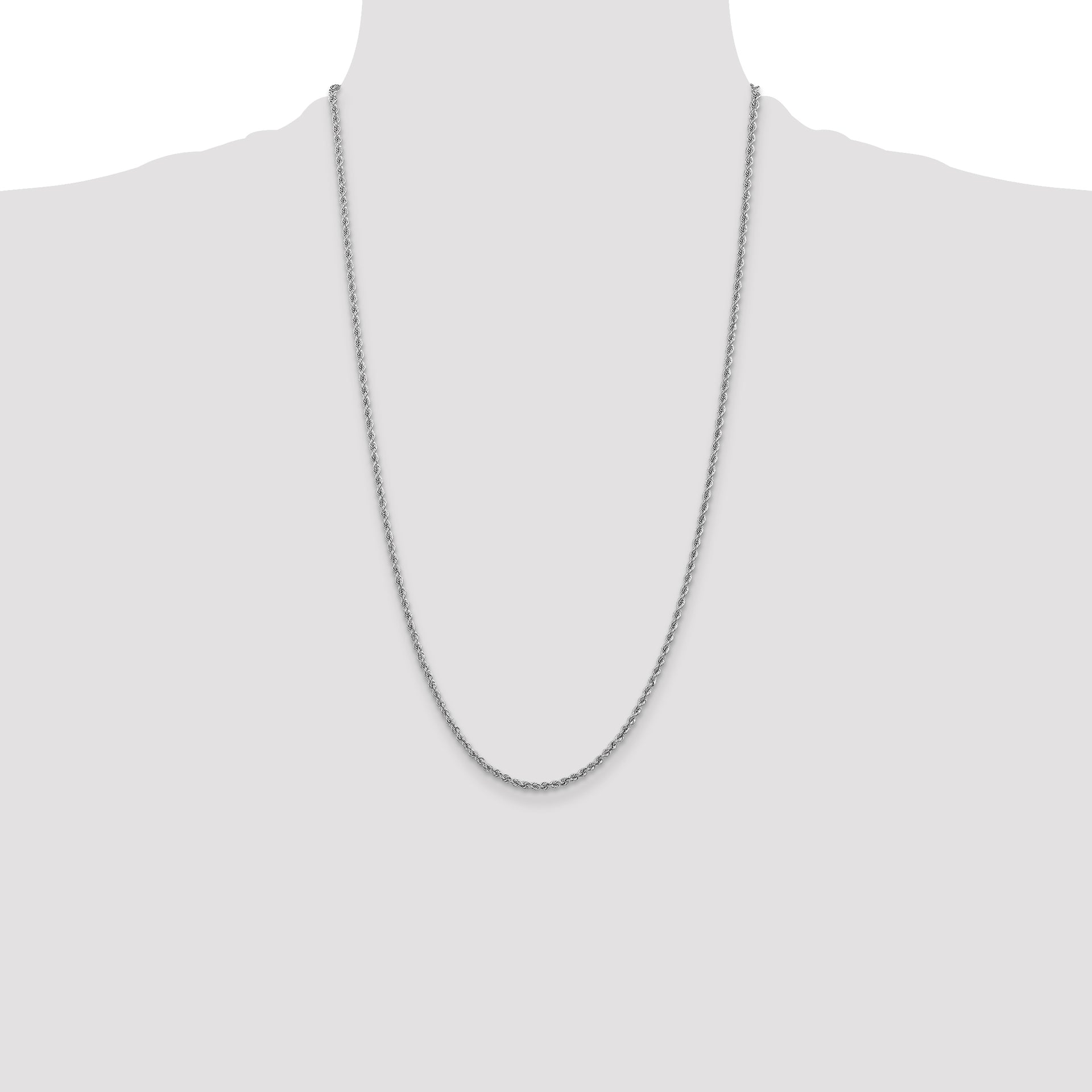 14k White Gold 2.5mm Solid Rope Chain