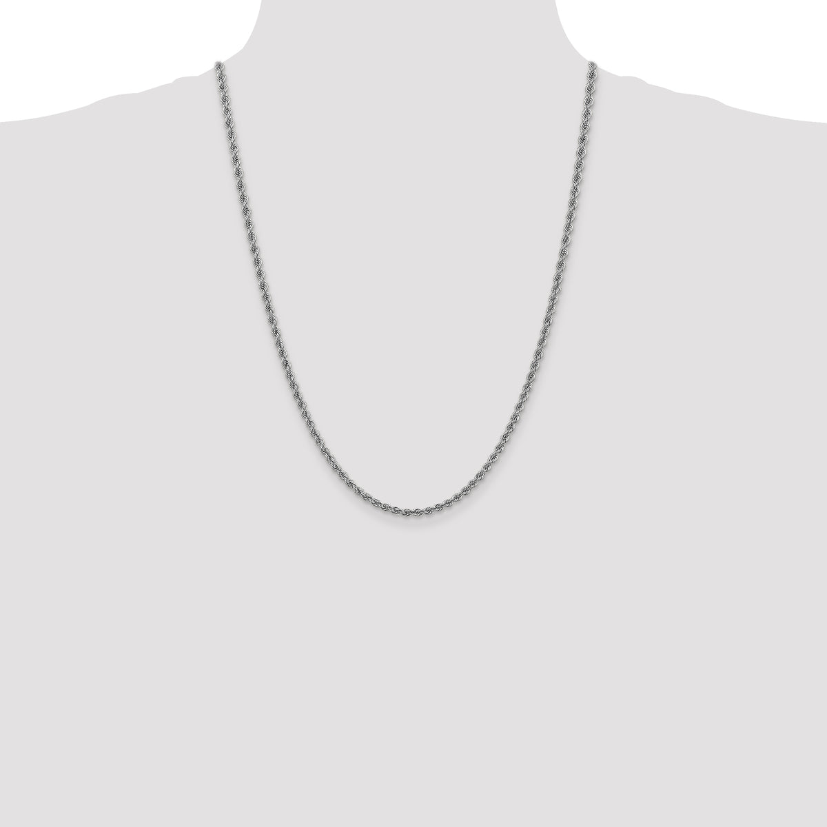 14k White Gold 3.0mm Solid Rope Chain