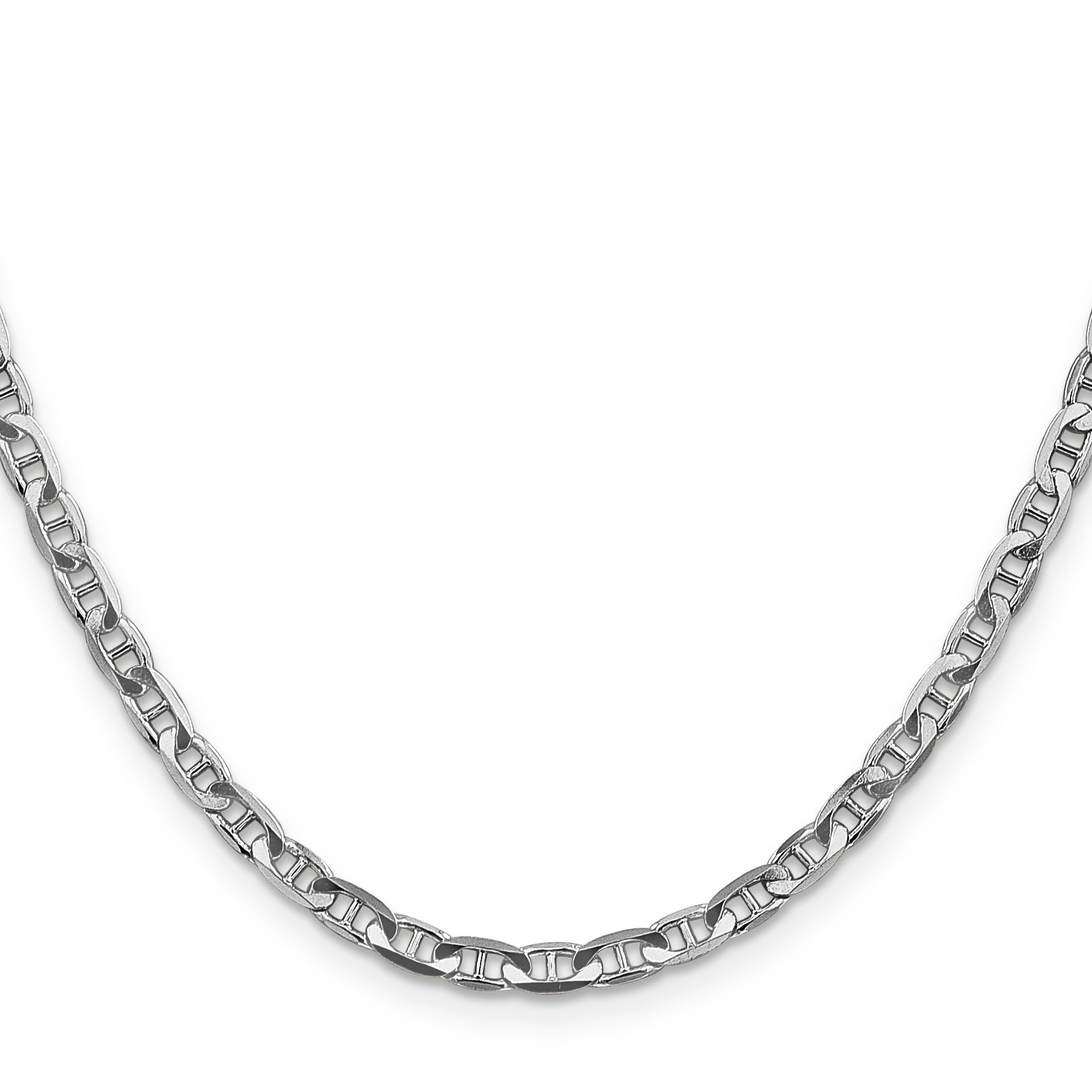 14k White Gold 3.75mm Concave Anchor Chain