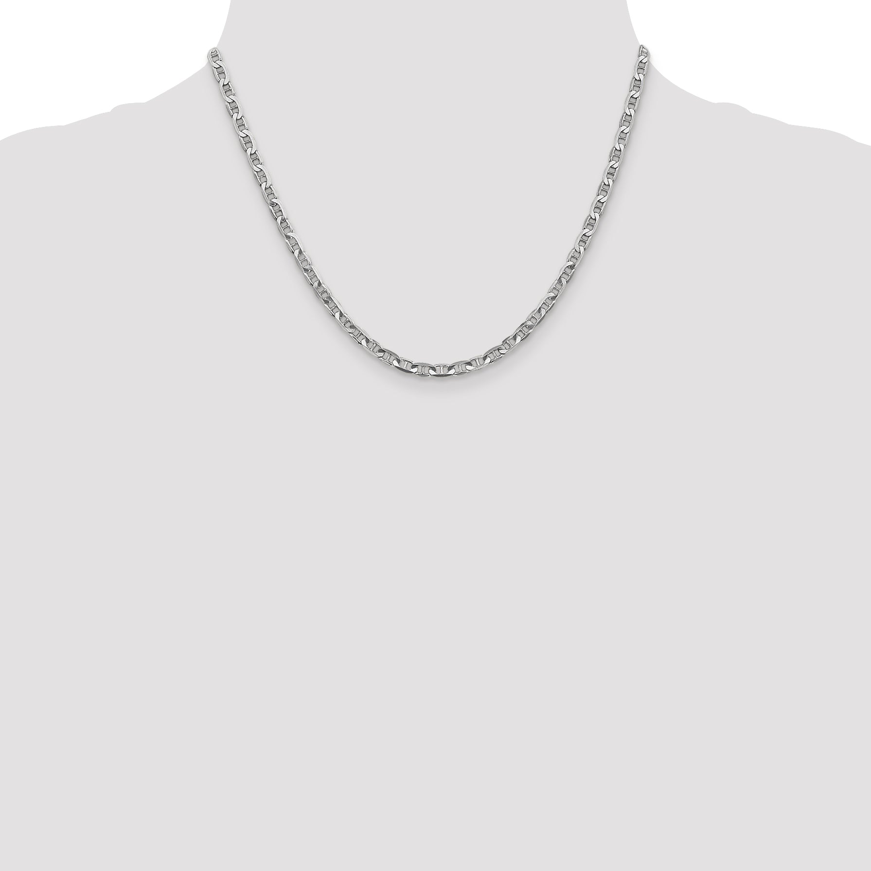 14k White Gold 3.75mm Concave Anchor Chain