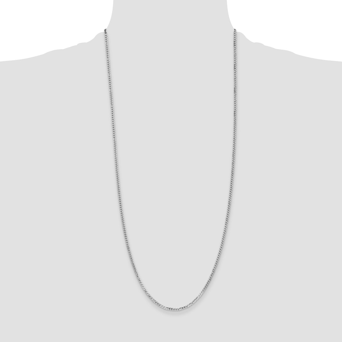 14k White Gold 2.2mm Flat Beveled Curb Chain