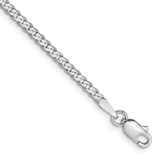 14k White Gold 2.2mm Flat Beveled Curb Chain