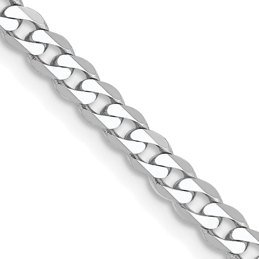 14k White Gold 2.9mm Flat Beveled Curb Chain