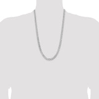 14k White Gold 7.25mm Flat Beveled Curb Chain