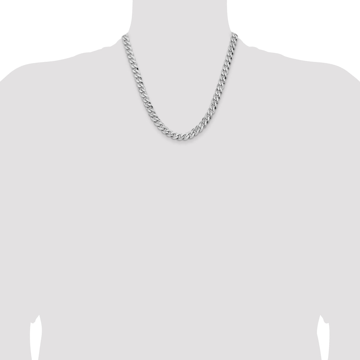 14k White Gold 8mm Flat Beveled Curb Chain